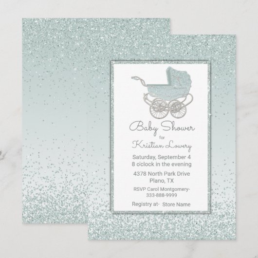 Invitation au Baby shower de Parties scintillant v (Devant / Derrière)