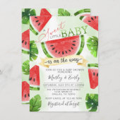 Invitation au Baby shower de pastèque rouge tropic (Devant / Derrière)