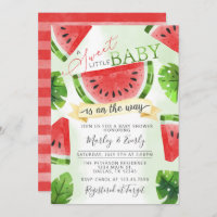 Invitation au Baby shower de pastèque rouge tropic
