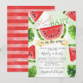 Invitation au Baby shower de pastèque rouge tropic (Devant / Derrière)
