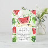 Invitation au Baby shower de pastèque rouge tropic (Debout devant)