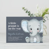 Invitation au Baby shower de petit arachide Blue E (Debout devant)