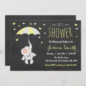 Invitation au Baby shower de petit arachide élépha (Devant / Derrière)