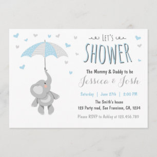 Invitation au Baby shower de petit arachide élépha