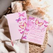 Invitation au Baby shower de petit papillon rose G