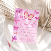 Invitation au Baby shower de petit papillon rose G