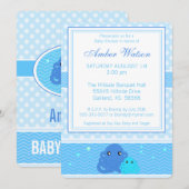 Invitation au Baby shower de pieuvre bleu (Devant / Derrière)