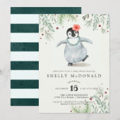 Invitation au Baby shower de pingouin d'hiver (Devant / Derrière)