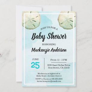 Invitation au Baby shower de plage de sable Dollar