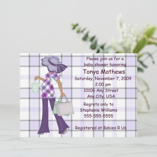 Invitation au Baby shower de plaid (AA) (Debout devant)