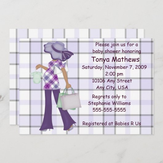 Invitation au Baby shower de plaid (AA) (Devant / Derrière)