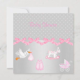 INVITATION AU BABY SHOWER DE POINTE EN ARGENT