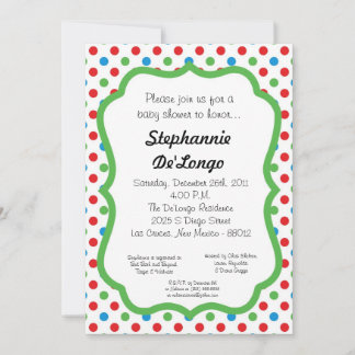 Invitation au Baby shower de points Polka 5x7