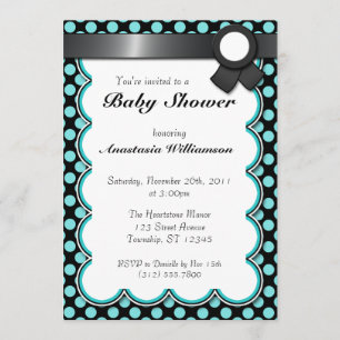 Invitation au Baby shower de points Polka Turquois