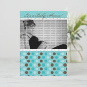 Invitation au Baby shower de points Turquoises au (Debout devant)