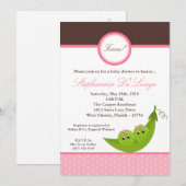 Invitation au Baby shower de pois pour filles TWIN (Devant / Derrière)