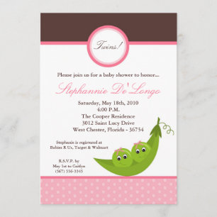 Invitation au Baby shower de pois pour filles TWIN