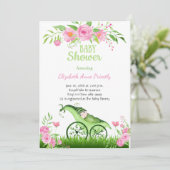 Invitation au Baby shower de pois verts (Debout devant)