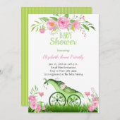 Invitation au Baby shower de pois verts (Devant / Derrière)