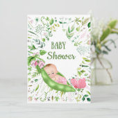 Invitation au Baby shower de pois verts (Debout devant)
