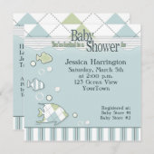 Invitation au Baby shower de poisson tropical (Devant / Derrière)