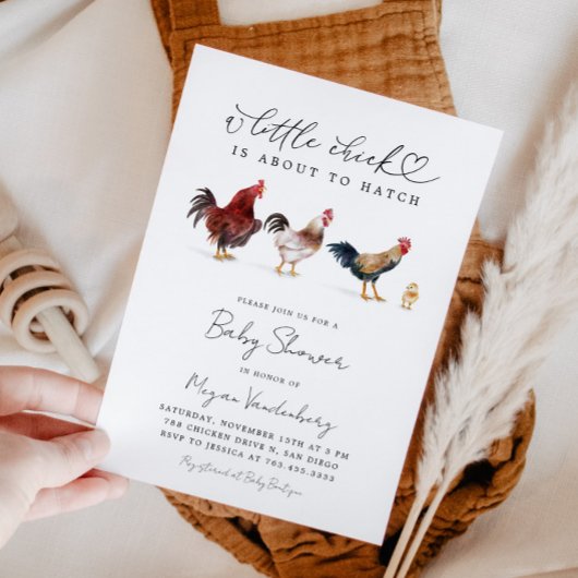 Invitation au Baby shower de poulet rustique