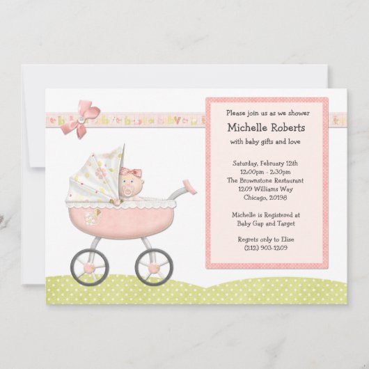 Invitation au Baby shower de poussette (Devant)
