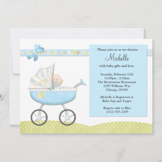 Invitation au Baby shower de poussette (Devant)