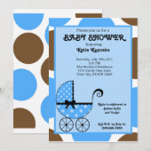 Invitation au Baby shower de poussette Poy Polka (Devant / Derrière)