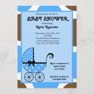 Invitation au Baby shower de poussette Poy Polka