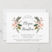 Invitation au Baby shower de prairie de pêche (Devant)