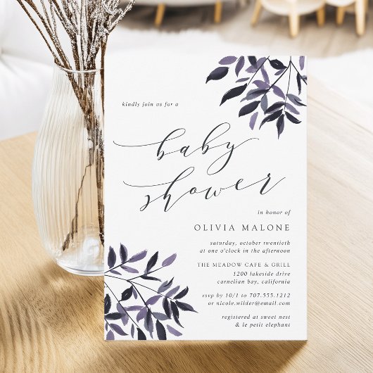 Invitation au Baby shower de prune de récolte