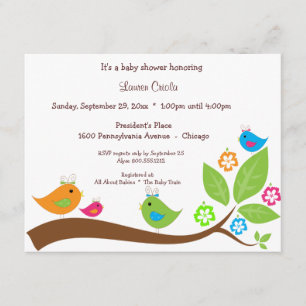 Invitation Au Baby shower De Quatre Oiseaux Et Fle