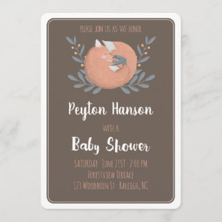 Invitation au Baby shower de renard de bois (doubl