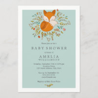 Invitation au Baby shower de renard de bois doux