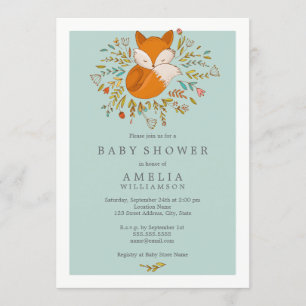 Invitation au Baby shower de renard de bois doux