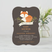 Invitation au Baby shower de renard de bois doux (Debout devant)