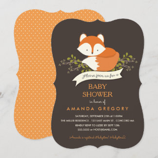 Invitation au Baby shower de renard de bois doux