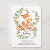 Invitation au Baby shower de renard de bois doux (Devant)