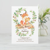 Invitation au Baby shower de renard de bois doux (Debout devant)