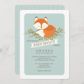Invitation au Baby shower de renard de bois doux (Devant / Derrière)