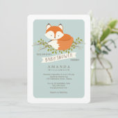 Invitation au Baby shower de renard de bois doux (Debout devant)