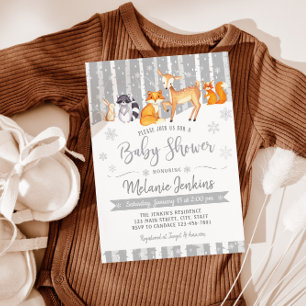 Invitation au Baby shower de renard de cerf de boi