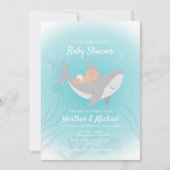 Invitation au Baby shower de requin doux (Devant)