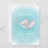 Invitation au Baby shower de requin doux (Devant)