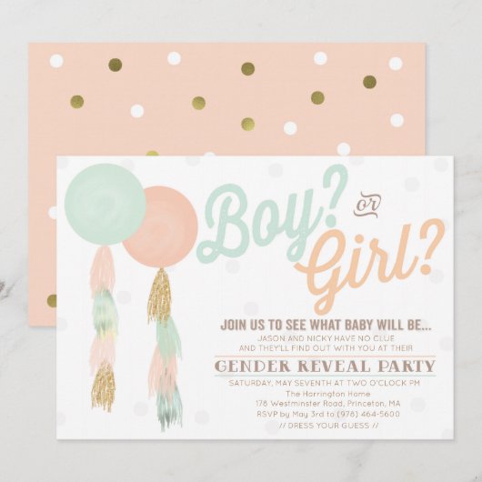 Invitation au Baby shower de révélation de genre (Devant / Derrière)