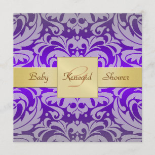 Invitation au Baby shower de ruban doré Purple Dam