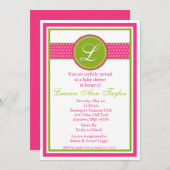 Invitation au Baby shower de ruban Monogramme (Devant / Derrière)