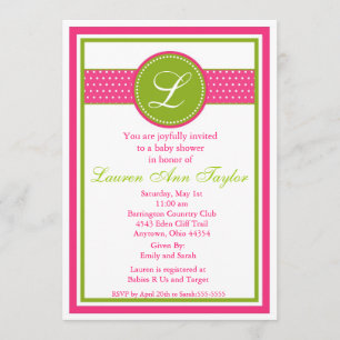 Invitation au Baby shower de ruban Monogramme