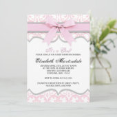 Invitation au Baby shower de ruban rose du coeur D (Debout devant)